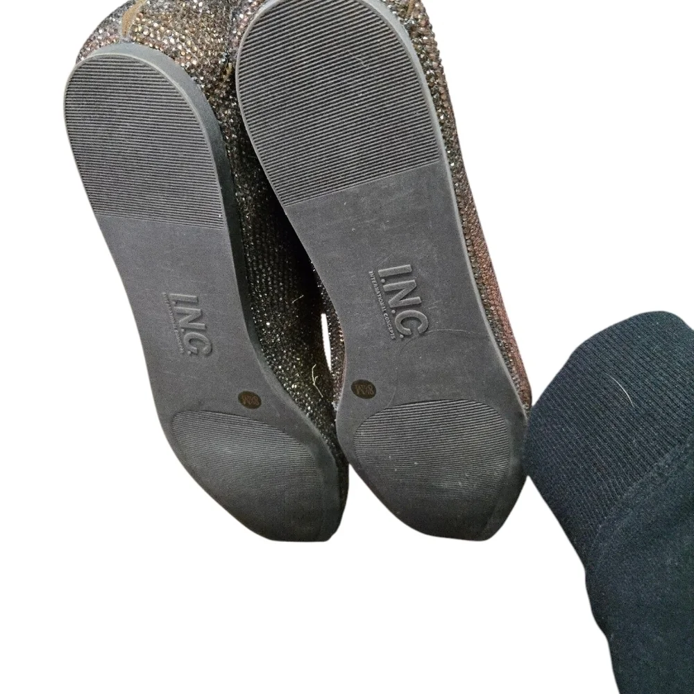 NWT INC International Concepts Women's Sparkling Brown Princess Flats Trending
